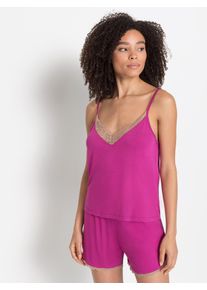 Lascana Damen Shorty, Gr. 36, pink, Single Jersey, Obermaterial: 95% Viskose, 5% Elasthan, sexy, Homewear-Sets, mit schönen Spitzendetails