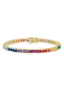 Bruno Banani Damen Armband "Schmuck Geschenk Silber 925 Armschmuck Tennisarmband Regenbogen", 21, Silber 925 (Sterlingsilber), gold, Silber 925
