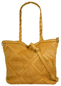 Samantha Look Damen Shopper, gelb, Leder, Taschen, echt Leder, Made in Italy