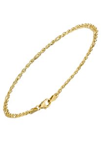 Jobo Damen Goldarmband, Gelbgold 585, gelb, Gelbgold 585, Armbänder, Zwillings-Panzerarmband 585 Gold 19 cm