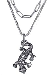 Firetti Damen Kette mit Anhänger "Schmuck Geschenk Gecko", Edelstahl, L: 45cm, schwarz, Edelstahl, Halsketten