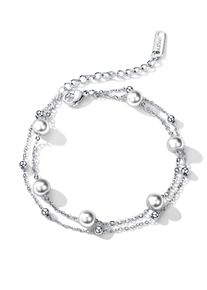 Firetti Damen Perlenarmband "Schmuck Geschenk Armschmuck Armkette Perle", Edelstahl-Perlen, silber, Edelstahl, Perlen, Armbänder, mit Perle (synth.)