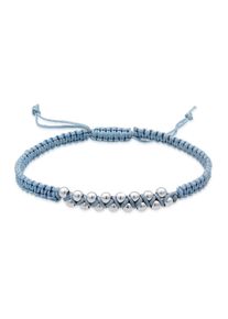 Elli Damen Armband "Kugeln Bead Nylon Knoten Verstellbar 925 Silber", 16cm, ohne Stein, Silber 925 (Sterlingsilber), blau, Silber 925