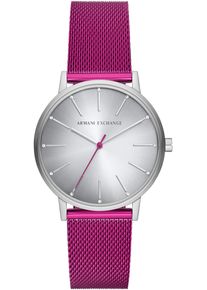 Armani Exchange Damen Quarzuhr, lila, Armbanduhren, Armbanduhr, Damenuhr, analog, Edelstahlarmband