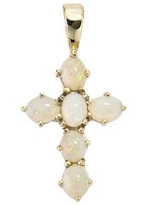 Jobo Damen Kreuz-Anhänger "Anhänger Kreuz", Gelbgold 585, gelb, Gelbgold 585, Schmuckanhänger, 585 Gold mit Opal