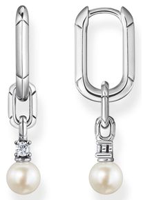 Thomas Sabo Damen Paar Creolen "Glieder und Perlen silber, CR669-167-14", Silber 925 (Sterlingsilber)-Perlen, bunt, Silber 925 (Sterlingsilber),
