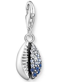 Thomas Sabo Damen Charm-Einhänger "Muschel-Optik mit blauen Steinen, 1894-945-7", silber, Silber 925 (Sterlingsilber), Charms, mit Glas-Keramik Stein