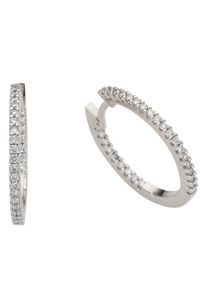 Firetti Damen Paar Creolen "Schmuck Geschenk Gold 585, Zeitlos, elegant, glänzend, massiv", 0,4 ct P2 = erkennbare Einschlüsse, Weißgold