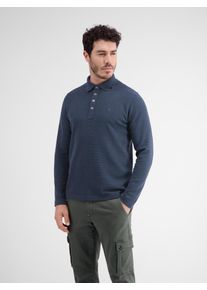 Lerros Herren Sweatshirt "Lerros Langarmpolo, unifarbenes Waffelpiqué", blau, Gr. S, 80% Baumwolle, 20% Polyester, Sweatshirts
