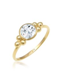 Elli Premium Damen Fingerring "Verlobungsring Kugeln Topas Edelstein 375 Gelbgold", 56mm,mit Steinen, Gelbgold 375, 1mm, gold, Gelbgold 375,