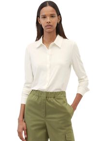 Marc O'Polo MARC O'POLO Damen Langarmbluse, weiß, casual, Gr. XL, unifarben, Obermaterial: 97% Viskose, 3% Elasthan, Blusen