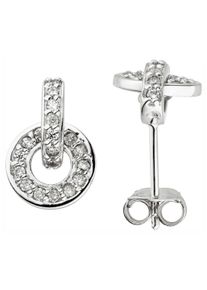 Jobo Damen Paar Ohrstecker, Silber 925 (Sterlingsilber), silber, Silber 925 (Sterlingsilber), Ohrringe, 925 Silber mit 40 Zirkonia