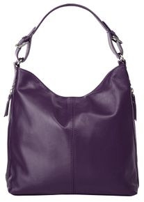 Samantha Look Damen Henkeltasche, lila, Leder, glänzend, Taschen, echt Leder, Made in Italy