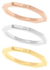 Calvin Klein Damen Ring-Set "Multipack Schmuck Edelstahl Fingerringe Ringset Damenringe SHAPES", 56, Edelstahl, 1,5mm, rosa, Edelstahl, Fingerringe
