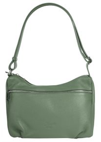 Samantha Look Damen Shopper, grün, Leder, unifarben, leicht glänzend, Taschen, echt Leder, Made in Italy