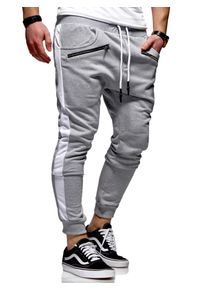 behype Herren Sweathose "TRACK-ZIP", grau, Gr. XXL, 65% Baumwolle, 35% Polyester, Hosen, im Slim-Fit-Schnitt