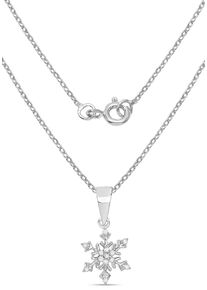 Firetti Damen Kette mit Anhänger "Schmuck Geschenk, Eiskristall", 0,07 ct, Silber 925 (Sterlingsilber)-Diamanten, L: 45cm B: 1,2mm, silber, Silber