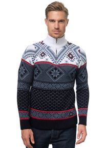 Rusty Neal Herren Strickpullover, blau, casual, Gr. XXL, mehrfarbig, unifarben, 70% Polyacryl, 30% Baumwolle, Pullover, mit winterlichem Muster