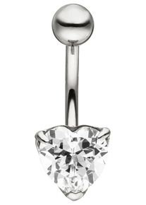 Jobo Damen Bauchnabelpiercing "Herz", silber, Edelstahl, Piercings, Edelstahl mit Zirkonia