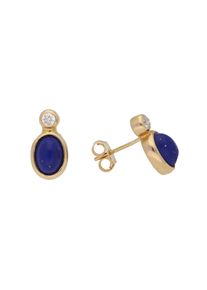 Vivance Damen Paar Ohrstecker "Lapislazuli", Gelbgold 585, gelb, Gelbgold 585, Ohrringe