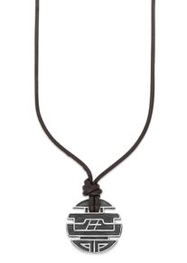 HECHTER PARIS Herren Kette mit Anhänger "Schmuck Geschenk Silber 925 Halsschmuck Halskette Lederbandkette", Silber 925 (Sterlingsilber)-Leder, L: