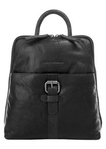 SPIKES & SPARROW Cityrucksack, SPIKES & SPARROW, schwarz, Rindsleder, Leder, beschichtet, leicht glänzend, casual, Rucksäcke, echt Leder
