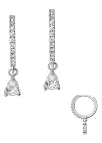 Firetti Damen Paar Creolen "Schmuck Geschenk Silber 925 Glitzercreolen Solitär", Silber 925 (Sterlingsilber), silber, Silber 925 (Sterlingsilber),