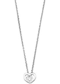 Amor Damen Kette mit Anhänger "2016056, Herz", Silber 925 (Sterlingsilber), L: 42cm, silber, Silber 925 (Sterlingsilber), Halsketten, mit Zirkonia