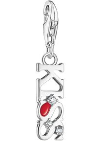 Thomas Sabo Damen Charm-Einhänger "KISS mit weißen Steinen, 2066-041-10, 2067-565-10", rot, Silber 925 (Sterlingsilber), Charms, mit Zirkonia (synth.)