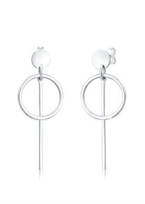 Elli Damen Paar Ohrhänger "Hänger Plättchen Kreis Basic 925 Silber", OneSize, ohne Stein, Silber 925 (Sterlingsilber), silber, Silber 925