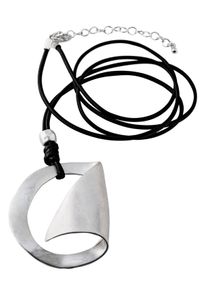 Firetti Damen Kette mit Anhänger "Anhänger matt, Industriedesign", Metall-Polyurethan, L: 92cm B: 3mm, schwarz, Metall, Polyurethan, B:3mm, Halsketten