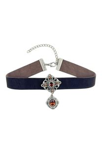 Allgäu Rebell ALLGÄU REBELL Damen Kette mit Anhänger "Elea", braun, Basic, Samt, Halsketten, mit Glassteinen