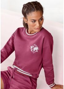 Buffalo Damen Sweatshirt, Gr. 32, lila, Sweatware, Obermaterial: 60% Baumwolle, 40% Polyester, unifarben mit Farbeinsatz, bedruckt, modisch,