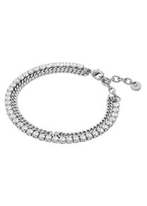 Michael Kors Damen Tennisarmband "PREMIUM, MIXED TENNIS DOUBLE LAYER, MKJ8277CZ040", Messing, silber, Messing, Armbänder, mit Zirkonia (synth.)