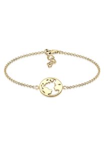 Elli Damen Armband "Weltkugel Globus Reise Travel Cut Out 925er Silber", 16cm, ohne Stein, Silber 925 (Sterlingsilber), gold, Silber 925