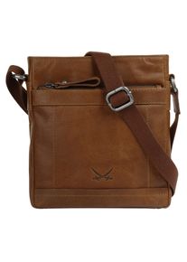 Sansibar Damen Umhängetasche, braun, Leder, unifarben, leicht glänzend, Taschen, echt Leder
