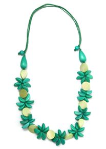 Damen Lange Kette "Edith", grün, Basic, Collezione Alessandro, Holz, Halsketten, mit Holzperlen