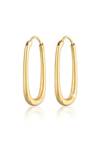 Elli Premium Damen Paar Creolen "Creolen Oval Elegant Zeitlos 925 Silber", OneSize, ohne Stein, Silber 925 (Sterlingsilber), gold, Silber 925