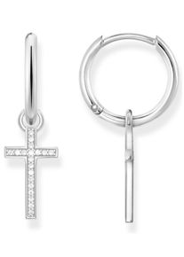 Thomas Sabo Damen Paar Creolen "Kreuz, CR622-051-14", Silber 925 (Sterlingsilber), bunt, Silber 925 (Sterlingsilber), Ohrringe, mit Zirkonia (synth.)