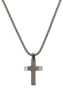 s.Oliver JUNIOR Jungen Kette mit Anhänger "Kreuz, 2035807", Edelstahl, L: 43cm, braun, Edelstahl, Halsketten