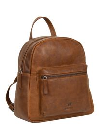 Mustang Cityrucksack "Memphis backpack round", braun, Leder, Basic, Rucksäcke, Reißverschluss-Rückfach