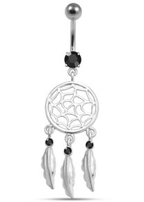 Firetti Bauchnabelpiercing "Schmuck Geschenk Piercing Silber 925 Körperschmuck TRAUMFÄNGER", silber, Silber 925 (Sterlingsilber), Chirurgiestahl,