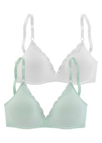 Petite Fleur Damen Bralette-BH, Gr. 70, grün, Spitze, Obermaterial: 90% Baumwolle, 5% Elasthan, 5% Polyamid, klassisch, BHs, ohne Bügel aus Baumwolle