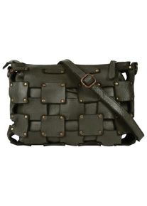Samantha Look Damen Umhängetasche, grün, Leder, unifarben, leicht glänzend, Taschen, echt Leder, Made in Italy