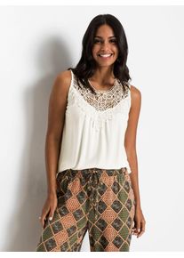 Inspirationen Damen Shirttop, beige, Gr. 36, unifarben, 95% Viskose, 5% Elasthan, Spitze:100% Polyester, Tops