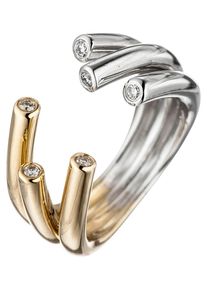 Jobo Damen Diamantring, 56, SI = kleine Einschlüsse, Gelbgold 585-Weißgold 585-Diamanten, gelb, Gelbgold 585, Weißgold 585, Diamanten, Fingerringe,