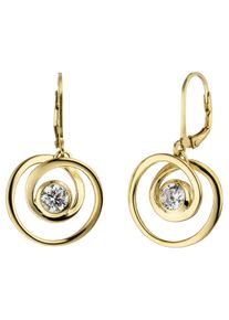 Jobo Damen Paar Ohrhänger, Silber 925 (Sterlingsilber), gold, Silber 925 (Sterlingsilber), Ohrringe, 925 Silber vergoldet mit 2 Zirkonia