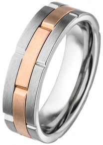 Jobo Herren Fingerring, 64, Edelstahl, silber, Edelstahl, Fingerringe, Edelstahl in Bicolor-Optik