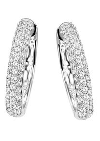 Firetti Damen Paar Creolen "Schmuck Geschenk Silber 925 Ohrschmuck Pavé-Optik glitzernd", Silber 925 (Sterlingsilber), silber, Silber 925