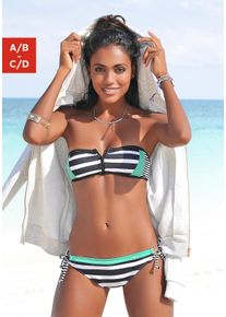 Kangaroos Damen Bandeau-Bikini-Top "Anita", schwarz-weiß, Gr. 32, gestreift, kontrastfarbene Details, Microfaser, Polyamid, Bikini-Oberteile, mit
